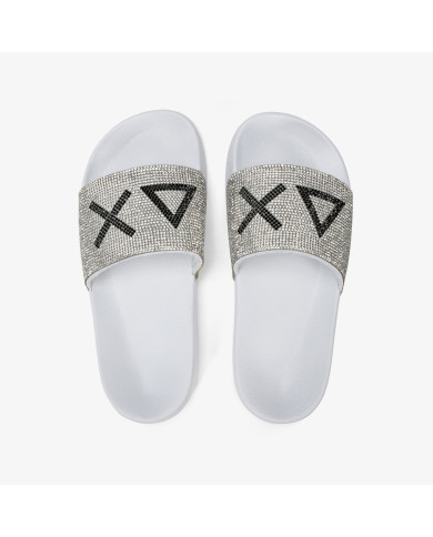 CIABATTE SUN68 DONNA FOOTWEAR ADULT SLIPPERS LOGO STRASS SLIPPERS BIANCO X35205 01