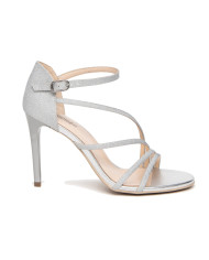 SANDALI CON TACCO NEROGIARDINI DONNA T.MICROGLITTER ARGEN TPU EGIZIA E307260DE/700