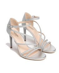 SANDALI CON TACCO NEROGIARDINI DONNA T.MICROGLITTER ARGEN TPU EGIZIA E307260DE/700