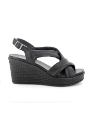 SANDALO CON ZEPPA IGI&CO DONNA  SI.NAPPA BOTTAL NERO ZEPPA 7,7CM  7671100