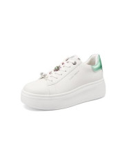 SNEAKERS QUEEN HELENA PLATFORM MINIMAL CON DETTAGLI GIOIELLO X34-13 WHITE/GREEN