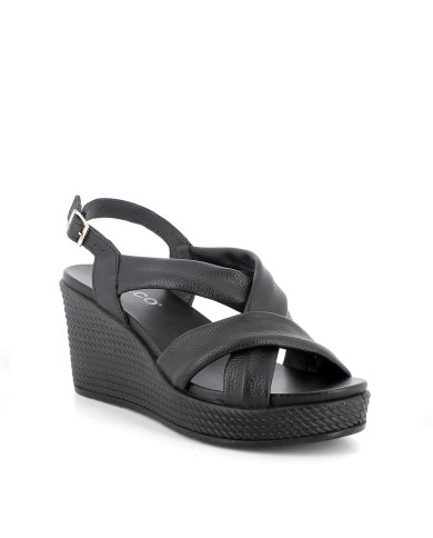 SANDALO CON ZEPPA IGI&CO DONNA  SI.NAPPA BOTTAL NERO ZEPPA 7,7CM  7671100