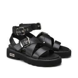SANDALI CON ZEPPA DONNA ZIGGY 3442 SANDAL W LEATHER BLACK CLW344200