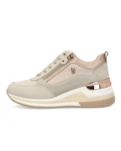 SNEAKERS KEYS DONNA BEIGE CON INSERTI LAMINATI K-9021 K8323