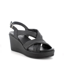 SANDALO CON ZEPPA IGI&CO DONNA  SI.NAPPA BOTTAL NERO ZEPPA 7,7CM  7671100