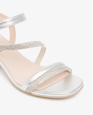 SANDALO CON TACCO NEROGIARDINI DONNA NETTUNO ARGENTO TPU FEN NATURALE