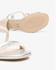 SANDALO CON TACCO NEROGIARDINI DONNA NETTUNO ARGENTO TPU FEN NATURALE