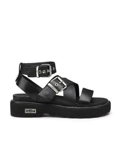 SANDALI CON ZEPPA DONNA ZIGGY 3442 SANDAL W LEATHER BLACK CLW344200