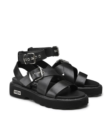 SANDALI CON ZEPPA DONNA ZIGGY 3442 SANDAL W LEATHER BLACK CLW344200