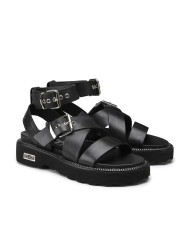 SANDALI CON ZEPPA DONNA ZIGGY 3442 SANDAL W LEATHER BLACK CLW344200
