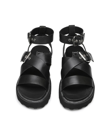 SANDALI CON ZEPPA DONNA ZIGGY 3442 SANDAL W LEATHER BLACK CLW344200