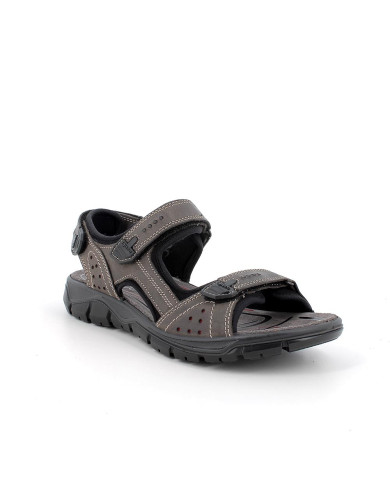 SANDALO IGI&CO UOMO PELLE/TESSUTO TRIVELCRO GRIGIO 5642611