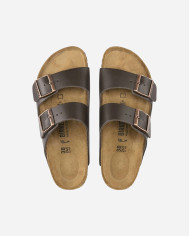 CIABATTE BIRKENSOTCK UNISEX ARIZONA DARK BRONW  NATURAL LEATHER 051101