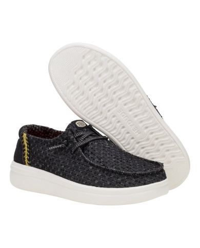 MOCASSINO HEY DUDE DONNA WENDY RISE PERF CANVAS BLACK SLIP-ON HD.43682/001