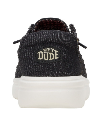 MOCASSINO HEY DUDE DONNA WENDY RISE PERF CANVAS BLACK SLIP-ON HD.43682/001