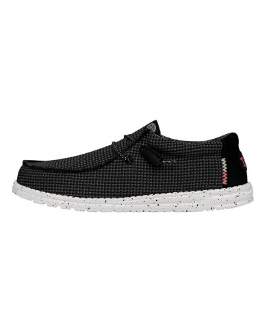 MOCASSINO HEY DUDE UOMO WALLY SPORT MESH M BLACK/WHITE SLIP-ON HD.40403/066