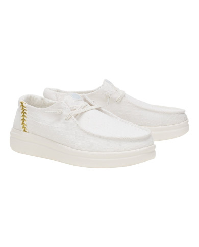 MOCASSINO HEY DUDE DONNA WENDY RISE PERF CANVAS WHITE SLIP-ON HD.43682/100