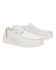 MOCASSINO HEY DUDE DONNA WENDY RISE PERF CANVAS WHITE SLIP-ON HD.43682/100