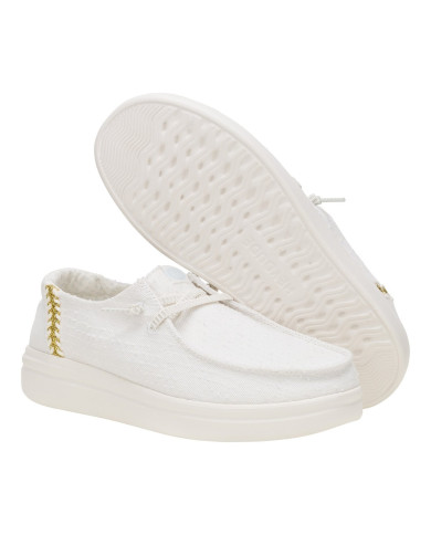 MOCASSINO HEY DUDE DONNA WENDY RISE PERF CANVAS WHITE SLIP-ON HD.43682/100