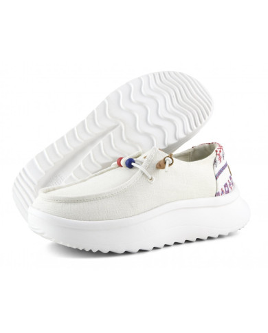 MOCASSINO HEY DUDE DONNA WENDY PEAK BAJA STRIPE WHITE W HD.40739/100