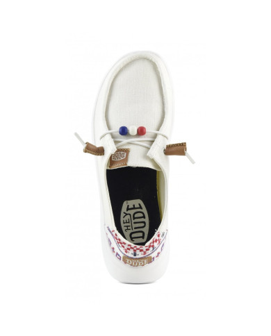 MOCASSINO HEY DUDE DONNA WENDY PEAK BAJA STRIPE WHITE W HD.40739/100