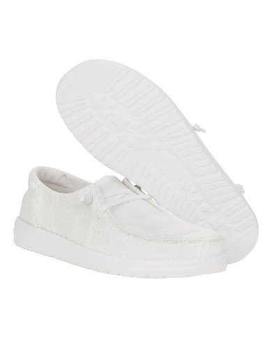 MOCASSINO HEY DUDE DONNA WENDY CROCHET LACE WHITE SLIP-ON HD.43112/100