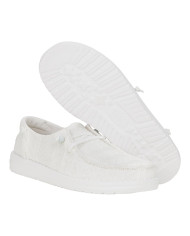 MOCASSINO HEY DUDE DONNA WENDY CROCHET LACE WHITE SLIP-ON HD.43112/100