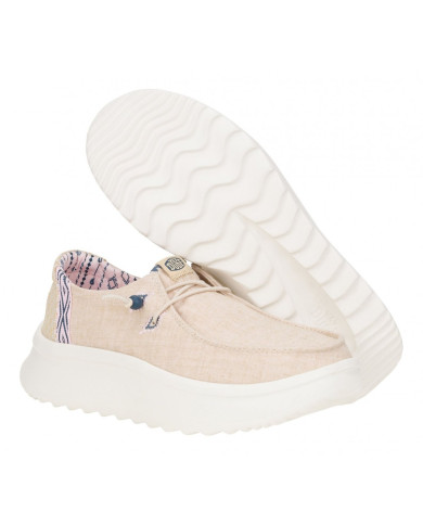 MOCASSINO HEY DUDE DONNA WENDY PEAK CHAMBRAY WOVEN W TAN SLIP-ON HD.41946/265