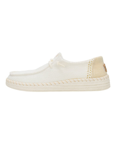 MOCASSINO HEY DUDE DONNA WENDY ESPANDRILLE WOVEN WHITE SLIP-ON HD.43681/100