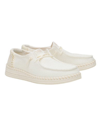 MOCASSINO HEY DUDE DONNA WENDY ESPANDRILLE WOVEN WHITE SLIP-ON HD.43681/100