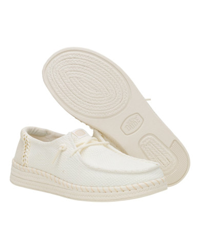 MOCASSINO HEY DUDE DONNA WENDY ESPANDRILLE WOVEN WHITE SLIP-ON HD.43681/100