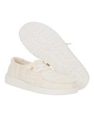 MOCASSINO HEY DUDE DONNA WENDY CROCHET LACE WHITE/GOLD SLIP-ON HD.43112/19B