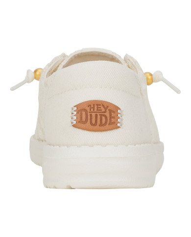 MOCASSINO HEY DUDE DONNA WENDY CROCHET LACE WHITE/GOLD SLIP-ON HD.43112/19B