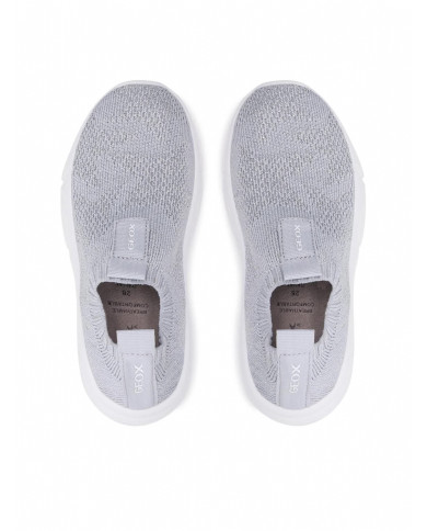 SNEAKERS GEOX BAMBINA J ARIL G. E - SHINY KNITT.TEXT SILVER J25DLE 0007Q C1007