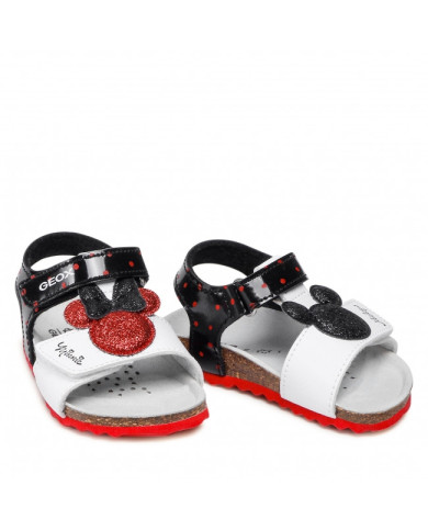 SANDALI PRIMI PASSI GEO BAMBINA   B S.CHALKIK  WHITE/BLACK TG. 24-27