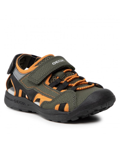 SANDALI GEOX BAMBINO J VANIETT B.C. LYCRA+PR.DBK MILITARY/ORANGE J155XC 015CE C0623 TG:28,30,31,32,33,35