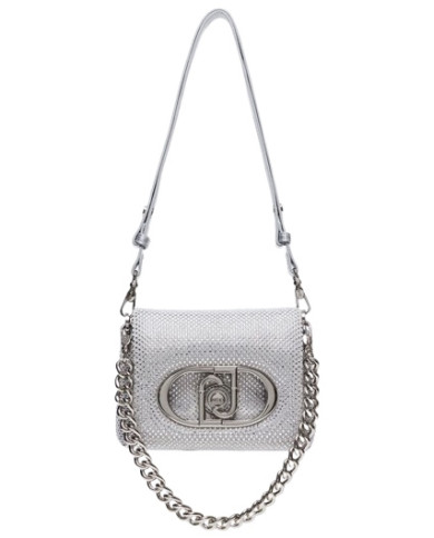 BORSA TRACOLLA LIU JO DONNA ECS S LA PUFFY GRIGIO CON STRASS 19X5X9CM AF4269 J4638 X0632
