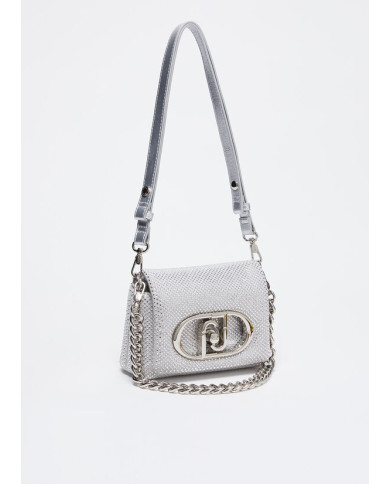 BORSA TRACOLLA LIU JO DONNA ECS S LA PUFFY GRIGIO CON STRASS 19X5X9CM AF4269 J4638 X0632