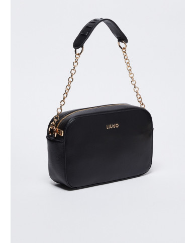 BORSA LIU JO DONNA TRACOLLA NERA CON LOGO 22X7X16CM AA4093 E0037 22222