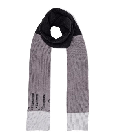 SCIARPA LIU JO DONNA COLOR BLOCK NERO LOGO E STRASS 2F3017 M0300 22222