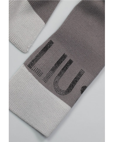 SCIARPA LIU JO DONNA COLOR BLOCK NERO LOGO E STRASS 2F3017 M0300 22222