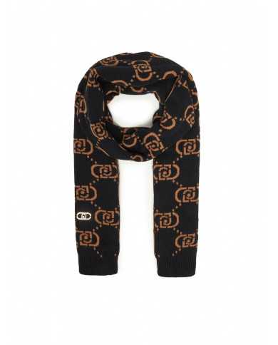 SCIARPA LIU JO DONNA MONOGRAM NERO/CAMMELLO 45X170 2F5004 M0300 09N37
