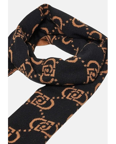 SCIARPA LIU JO DONNA MONOGRAM NERO/CAMMELLO 45X170 2F5004 M0300 09N37