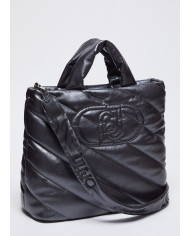 BORSA LIU JO DONNA SHOPPING BAG GLOSSY MATELASSE' ANTRACITE 36X14X44CM