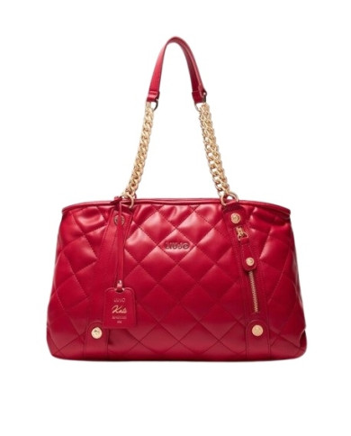 BORSA LIU JO DONNA L TOTE ROSSO POMPEIANO MATELASSE CON CHARM 44X13X22CMAA5132 E0015 X0644