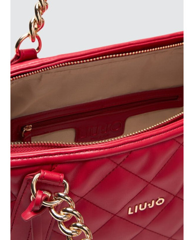 BORSA LIU JO DONNA L TOTE ROSSO POMPEIANO MATELASSE CON CHARM 44X13X22CMAA5132 E0015 X0644
