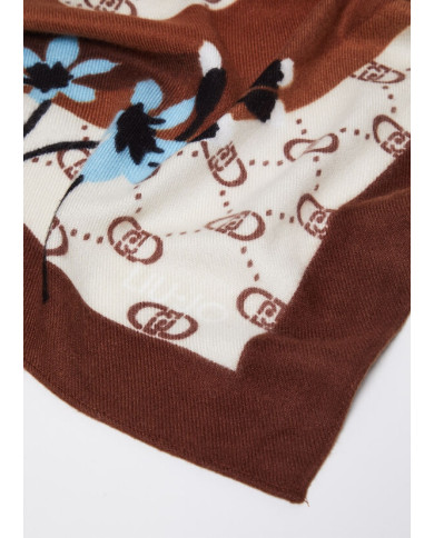FOULARD LIU JO DOMMA FLOWERY CON LOGO NATURALE 2F4097 T0300 00005
