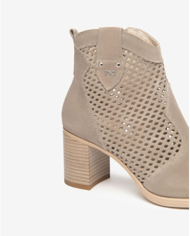 TRONCHETTI NEROGIARDINI DONNA VELOUR CRETA VELOUR CRETA TR CAPUA BEIGE TACCO 7CM E615110D/451