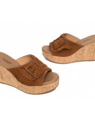 CIABATTE NEROGIARDINI DONNA VELOUR TABACCO PU.MUSAE307660D/326