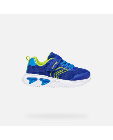 SNEAKERS GEOX BAMBINO JUNIOR J ASSISTER B. C - MESH+DBK STA ROYAL/LIME J45DZC 014CE C4344